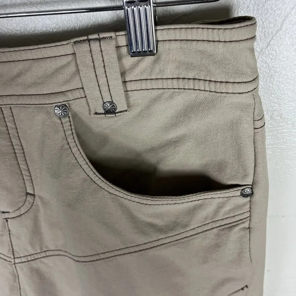 Athleta Take a Hike Mini Skirt Womens 2 Tan Khaki Side Snaps 861832 Active